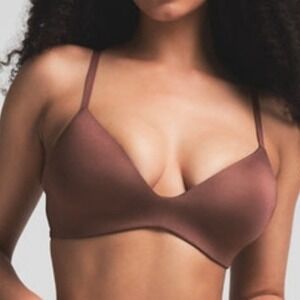 SKIMS Women's 30C Brown Wireless T Shirt Demi‎ Bra Comfortable Support Lingerie